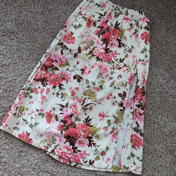 Abercrombie & Fitch Dresses & Skirts - Abercrombie Skirt Linen Hight Waist Elastic At Waist Slit Floral Size S Midi